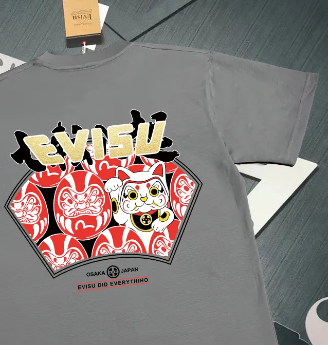Evisu 2025New Arrival T ⚠ Quality⚠ Same Style T 。 ，Black S-XXL，White S-XXL，Gray M-XXL，Red S-XXL， Red M-XXL